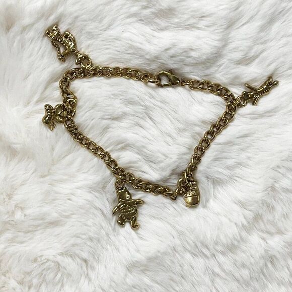 Vintage Disney Gold Tone Winnie the Pooh Charm Bracelet - Picture 6 of 9